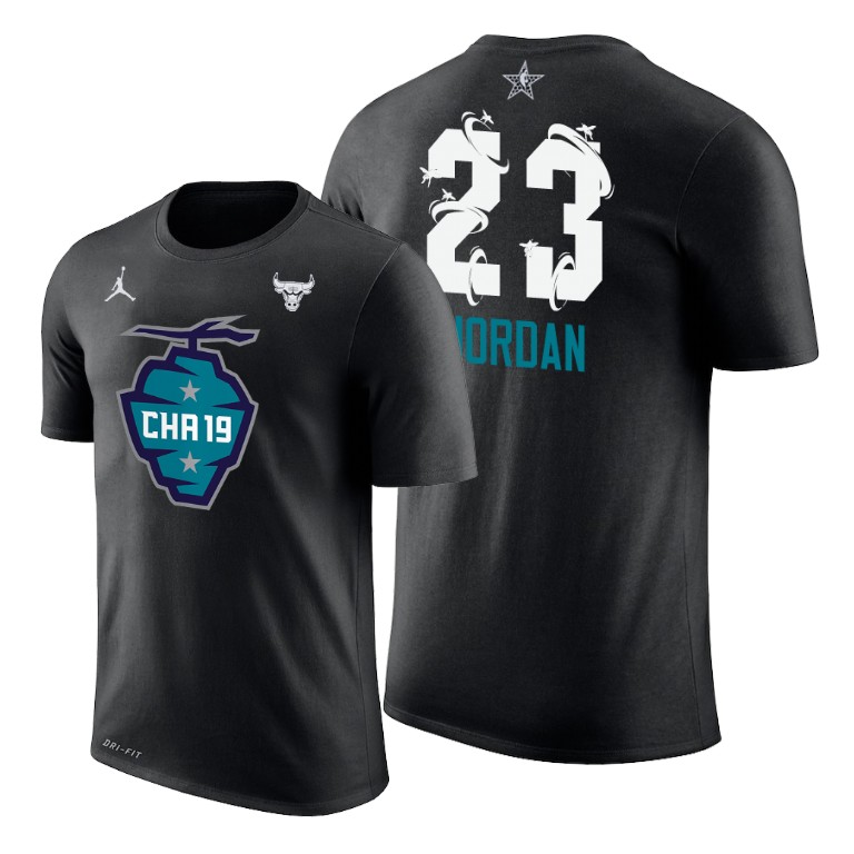 Chicago Bulls Michael Jordan 2019 All-Star The Buzz Side Sweep Black T-Shirt Chicago Bulls Michael Jordan 2019 All-Star The Buzz Side Sweep Black T-Shirt
