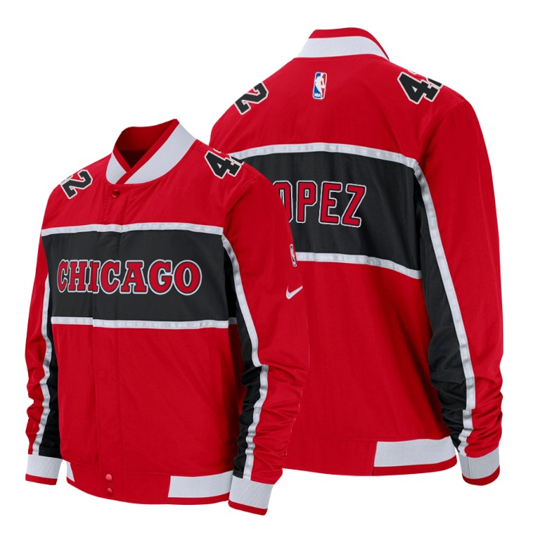 Chicago Bulls #42 Robin Lopez Courtside Icon Red Jacket