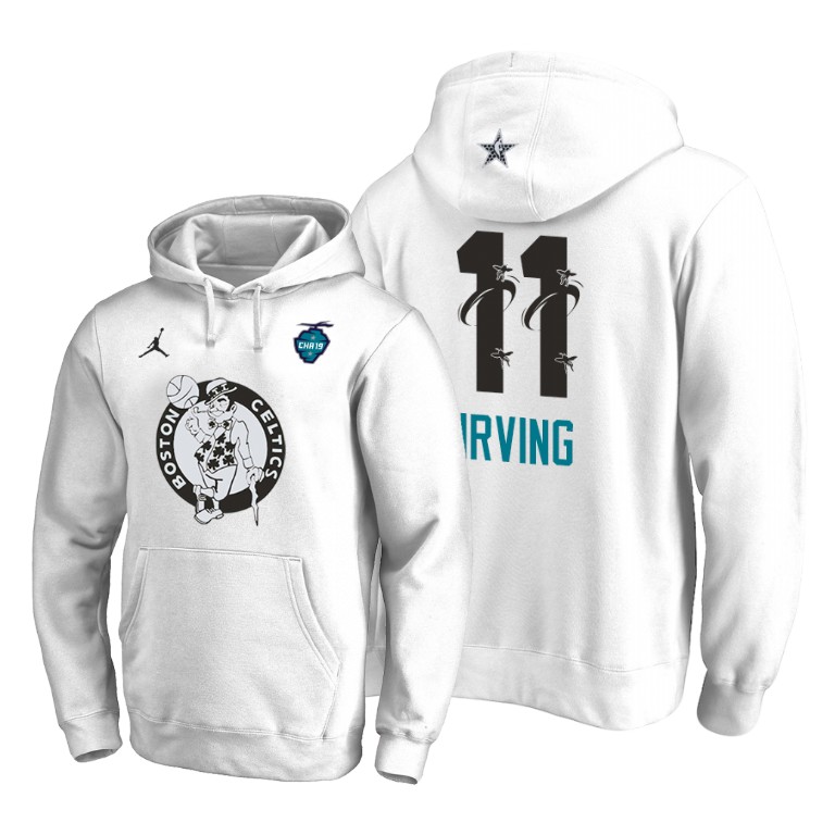 Boston Celtics Kyrie Irving 2019 All-Star The Buzz Side Sweep Pullover White Hoodie Boston Celtics Kyrie Irving 2019 All-Star The Buzz Side Sweep Pullover White Hoodie