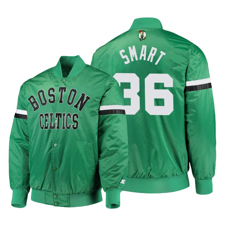 Boston Celtics #36 Marcus Smart The Champ Varsity Satin Jacket - Green Boston Celtics #36 Marcus Smart The Champ Varsity Satin Jacket - Green