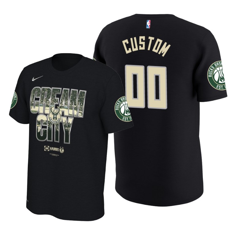 Milwaukee Bucks Custom Black 2019 NBA Playoffs T-Shirt