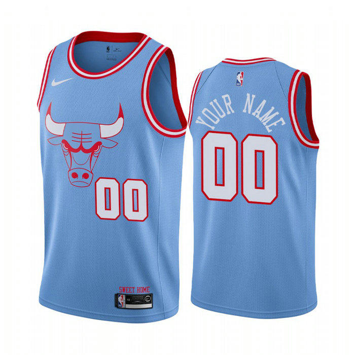 Custom Chicago Bulls #00 Blue 2019-20 City Jersey Custom Chicago Bulls #00 Blue 2019-20 City Jersey