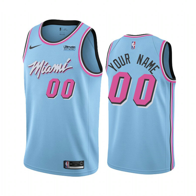 Custom Miami Heat #00 Blue City Jersey With 2023 NBA finals patch 