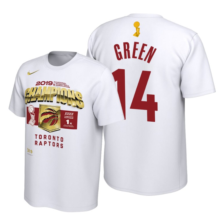 Toronto Raptors #14 Danny Green 2019 NBA Champions White Locker Room T-Shirt