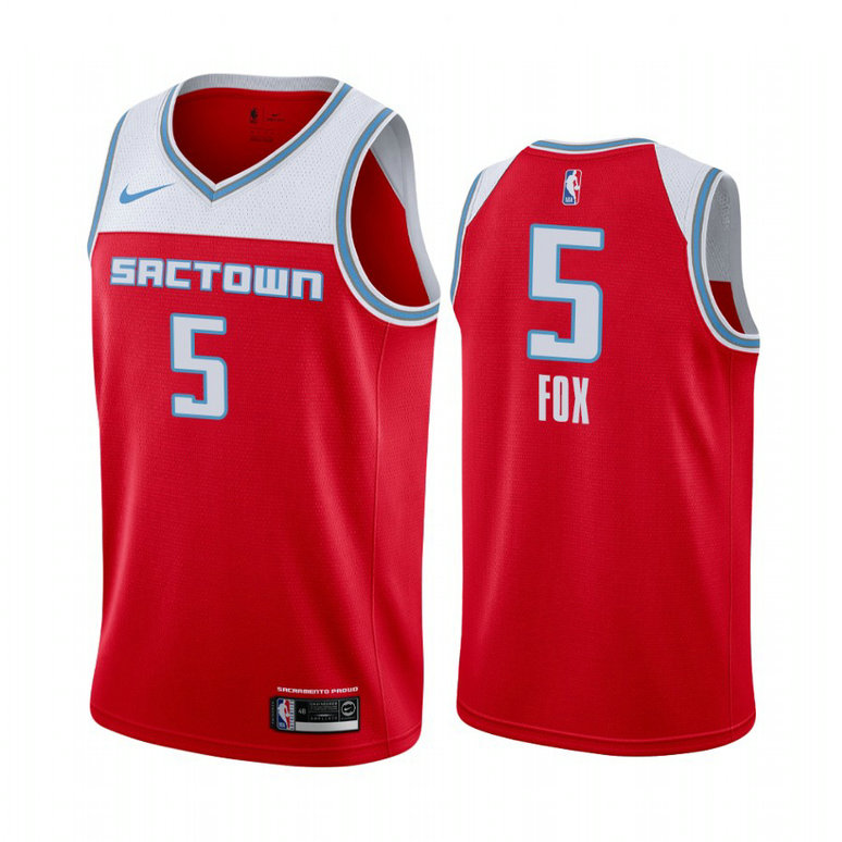 De'Aaron Fox Sacramento Kings #5 Red 2019-20 City Jersey De'Aaron Fox Sacramento Kings #5 Red 2019-20 City Jersey