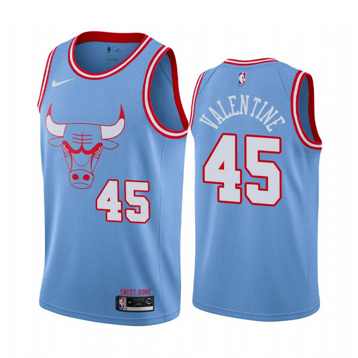 Denzel Valentine Chicago Bulls #45 Blue 2019-20 City Jersey Denzel Valentine Chicago Bulls #45 Blue 2019-20 City Jersey