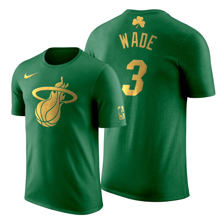 2020 St. Patrick's Day Miami Heat Dwyane Wade #3 Green Golden Limited T-shirt 2020 St. Patrick's Day Miami Heat Dwyane Wade #3 Green Golden Limited T-shirt