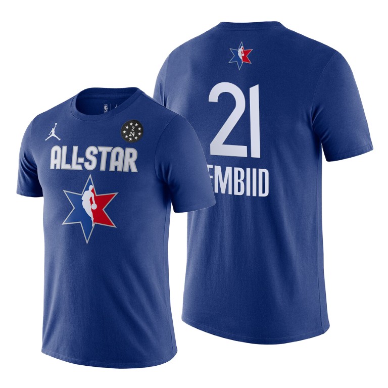 Philadelphia 76ers Joel Embiid 2020 NBA All-Star Game Eastern Conference Blue T-Shirt