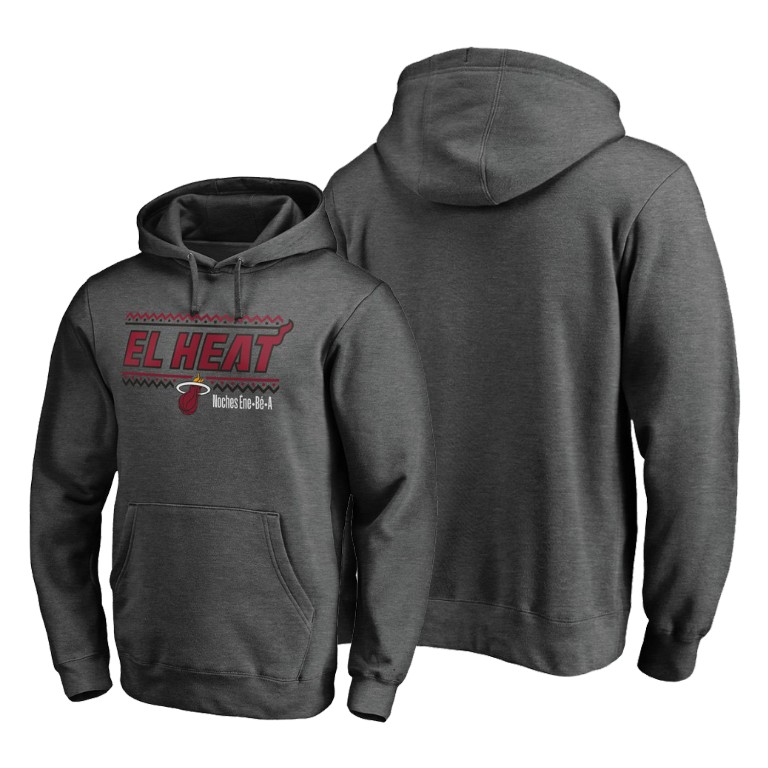 Miami Heat Noche Latina Hoodie Pullover Heather Gray Miami Heat Noche Latina Hoodie Pullover Heather Gray