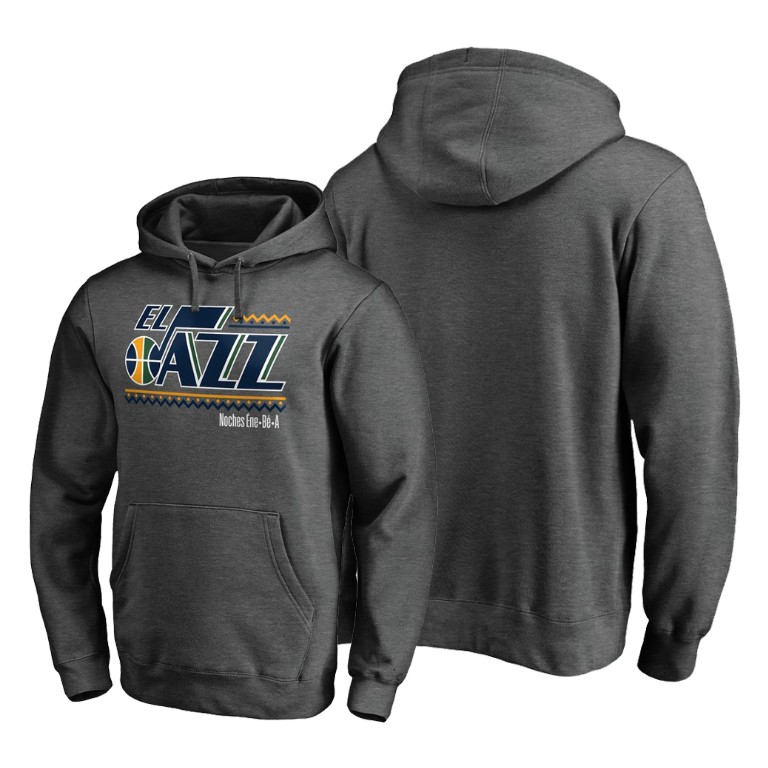 Utah Jazz Noche Latina Hoodie Pullover Heather Gray