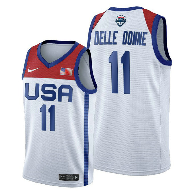 WOMEN USA National Team #11 Elena Delle Donne White 2020 Tokyo Olympics Jersey