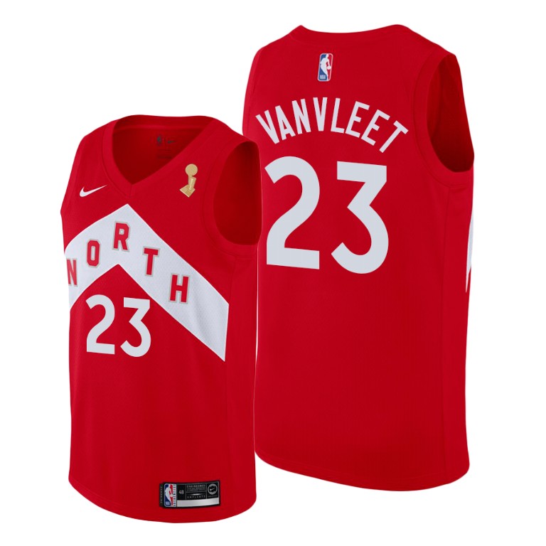 Toronto Raptors #23 Fred VanVleet 2019 NBA Finals Champions Red Earned Jersey
