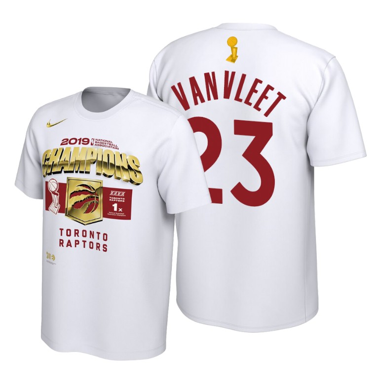 Toronto Raptors #23 Fred VanVleet 2019 NBA Champions White Locker Room T-Shirt Toronto Raptors #23 Fred VanVleet 2019 NBA Champions White Locker Room T-Shirt