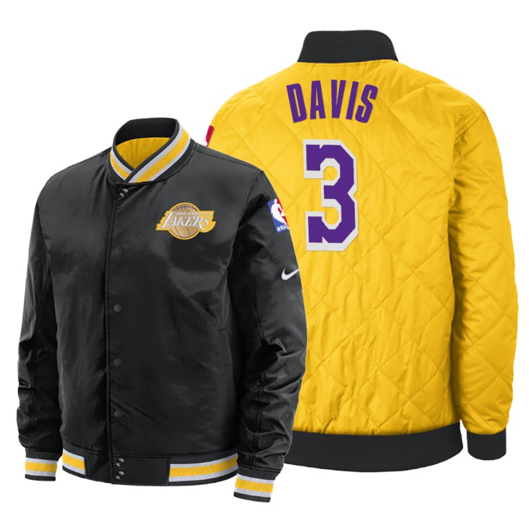 Los Angeles Lakers #3 Anthony Davis Reversible Black Gold Jacket