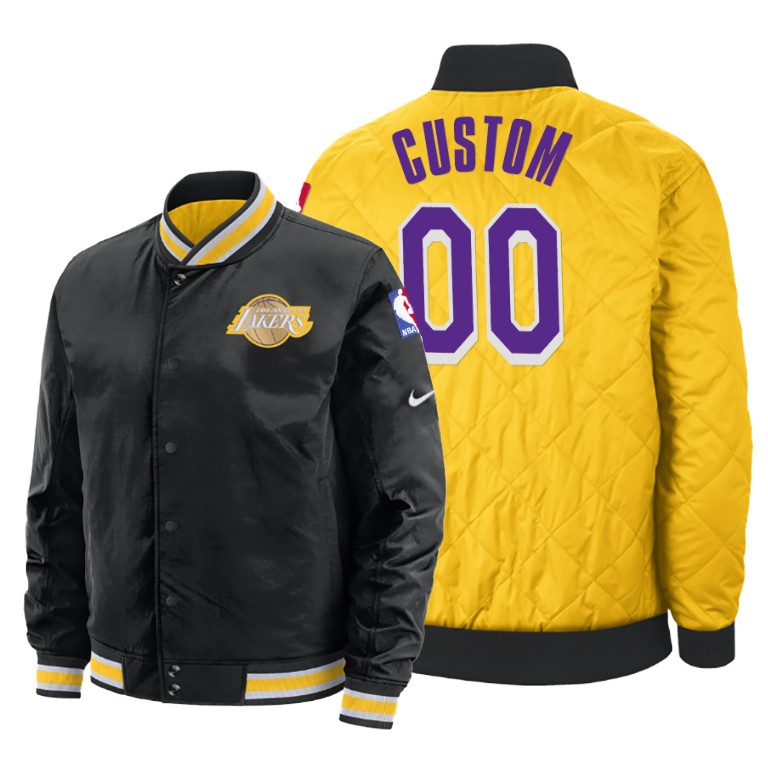 Los Angeles Lakers #00 Custom Reversible Black Gold Jacket Los Angeles Lakers #00 Custom Reversible Black Gold Jacket