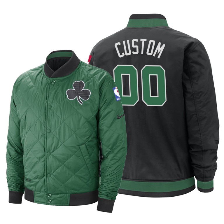 Boston Celtics #00 Custom Reversible Green Black Jacket