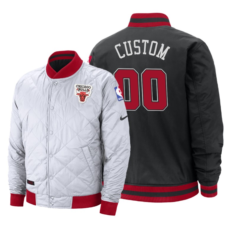 Chicago Bulls #00 Custom Reversible White Black Jacket