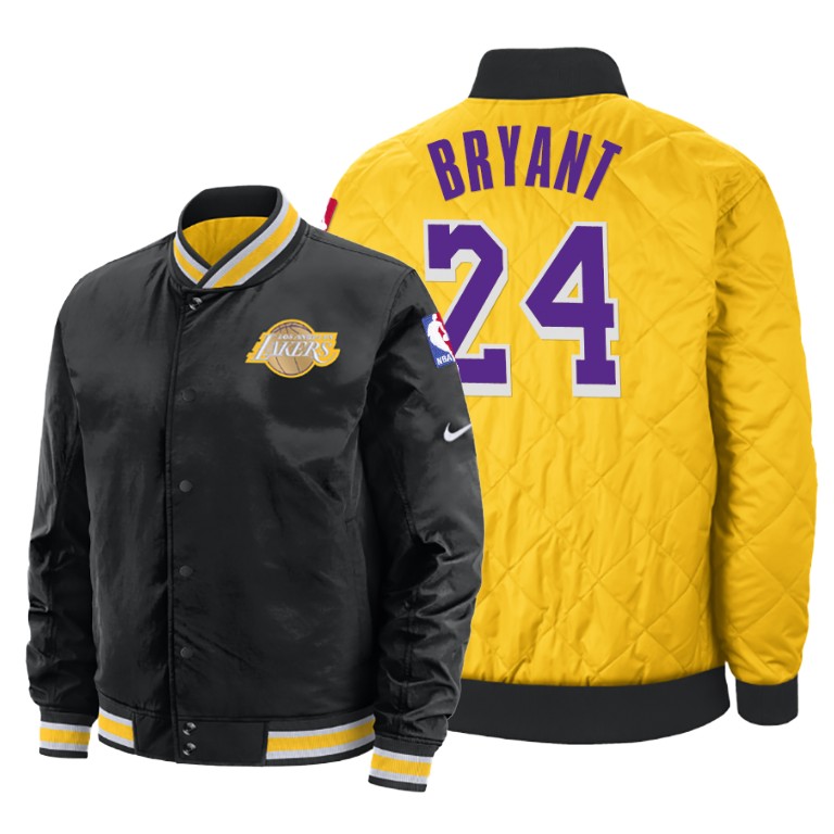 Los Angeles Lakers #24 Kobe Bryant Reversible Black Gold Jacket Los Angeles Lakers #24 Kobe Bryant Reversible Black Gold Jacket
