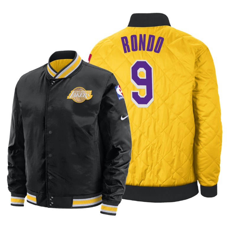 Los Angeles Lakers #9 Rajon Rondo Reversible Black Gold Jacket Los Angeles Lakers #9 Rajon Rondo Reversible Black Gold Jacket