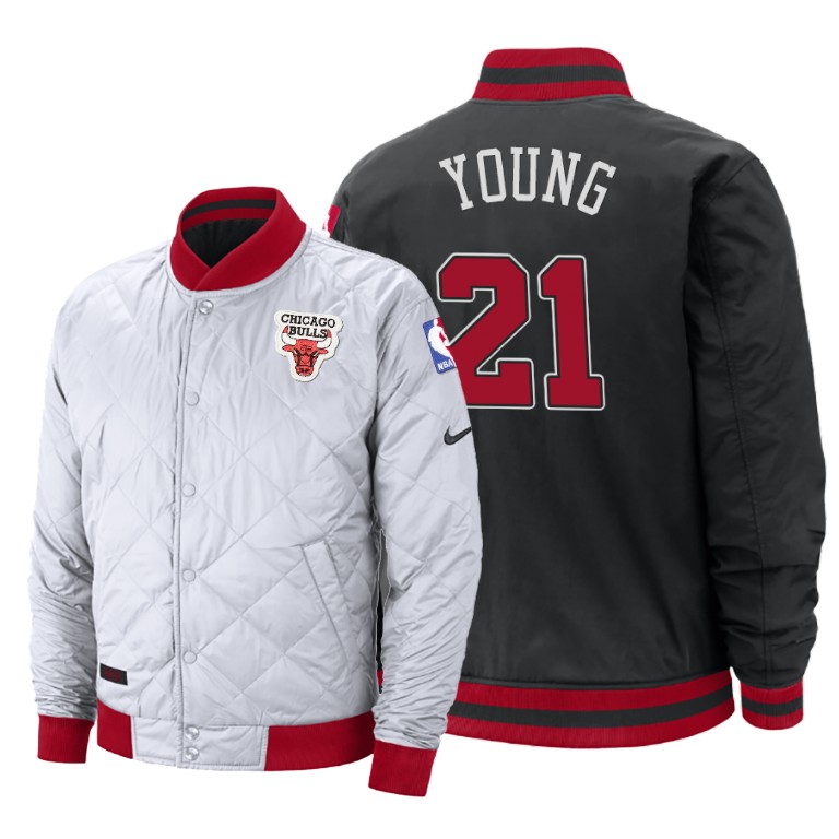 Chicago Bulls #21 Thaddeus Young Reversible White Black Jacket