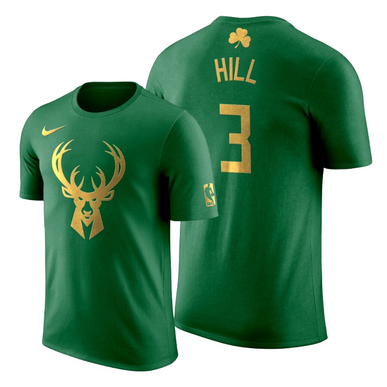 2020 St. Patrick's Day Milwaukee Bucks George Hill #3 Green Golden Limited T-shirt 2020 St. Patrick's Day Milwaukee Bucks George Hill #3 Green Golden Limited T-shirt
