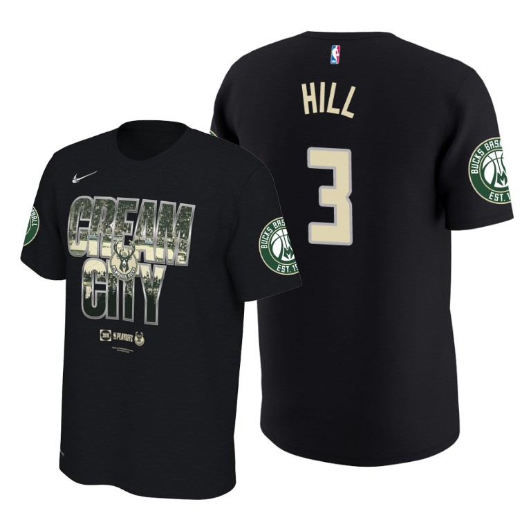 Milwaukee Bucks George Hill Black 2019 NBA Playoffs T-Shirt Milwaukee Bucks George Hill Black 2019 NBA Playoffs T-Shirt