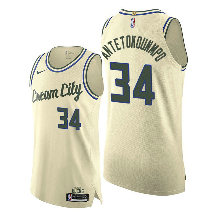 Milwaukee Bucks Giannis Antetokounmpo Cream 2019-20 Authentic Jersey Milwaukee Bucks Giannis Antetokounmpo Cream 2019-20 Authentic Jersey