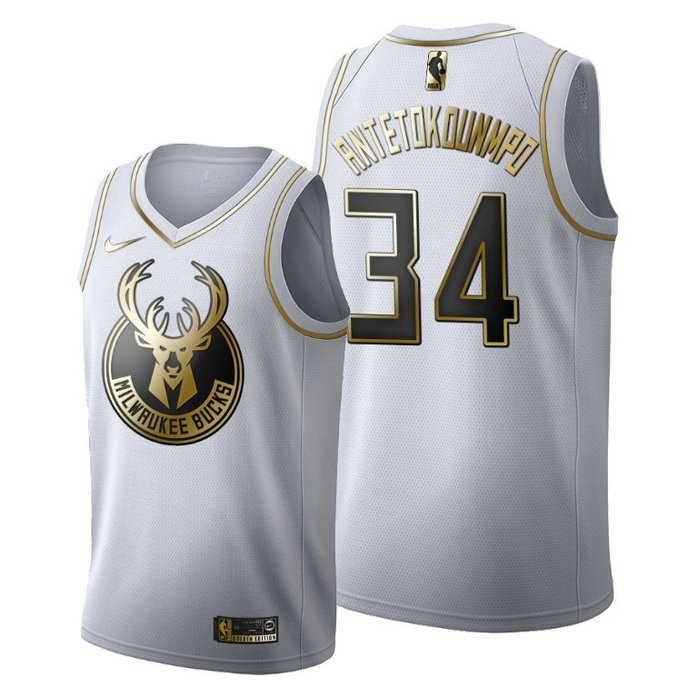 Milwaukee Bucks Giannis Antetokounmpo White 2019-20 Golden Edition Jersey Milwaukee Bucks Giannis Antetokounmpo White 2019-20 Golden Edition Jersey
