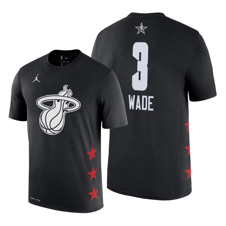 Miami Heat Dwyane Wade 2019 All-Star Game Name & Number Black T-Shirt Miami Heat Dwyane Wade 2019 All-Star Game Name & Number Black T-Shirt