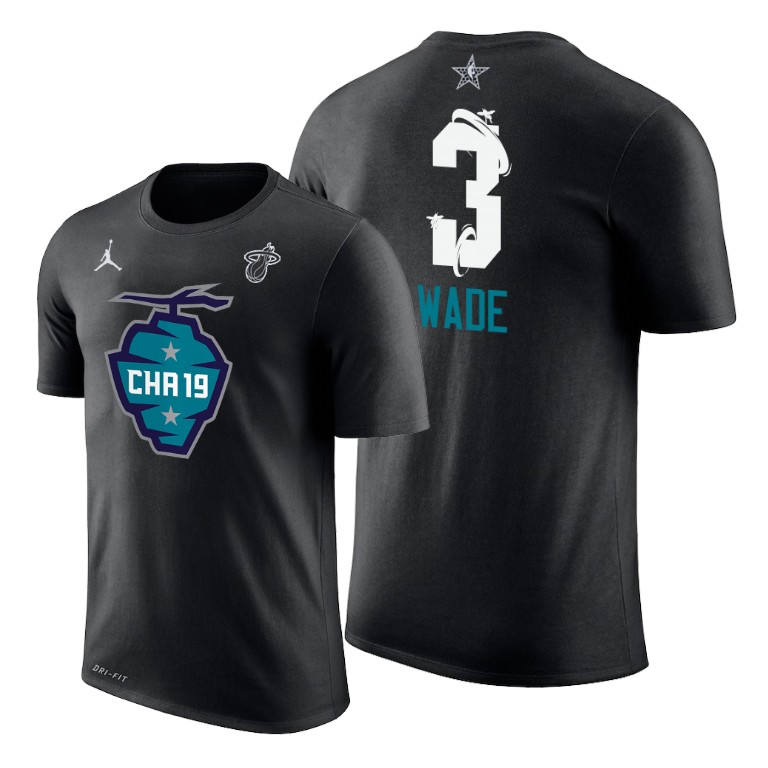 Miami Heat Dwyane Wade 2019 All-Star The Buzz Side Sweep Black T-Shirt Miami Heat Dwyane Wade 2019 All-Star The Buzz Side Sweep Black T-Shirt