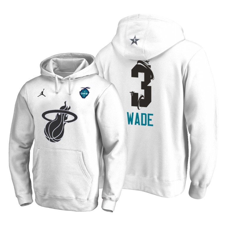 Miami Heat Dwyane Wade 2019 All-Star The Buzz Side Sweep Pullover White Hoodie Miami Heat Dwyane Wade 2019 All-Star The Buzz Side Sweep Pullover White Hoodie