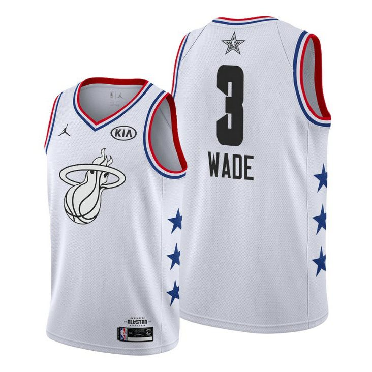 Miami Heat #3 Dwyane Wade White All-Star Jersey With 2023 NBA finals patch 