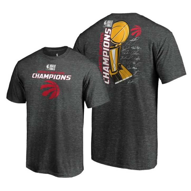 Toronto Raptors 2019 NBA Finals Champions Heather Charcoal DNA Roster Signature T-Shirt Toronto Raptors 2019 NBA Finals Champions Heather Charcoal DNA Roster Signature T-Shirt