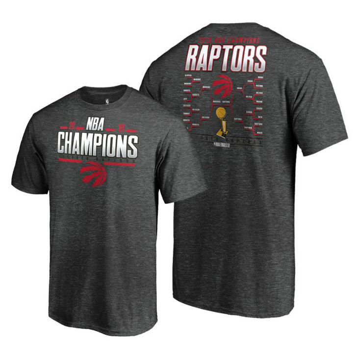 Toronto Raptors 2019 NBA Finals Champions Heather Charcoal Game Lead Schedule T-Shirt Toronto Raptors 2019 NBA Finals Champions Heather Charcoal Game Lead Schedule T-Shirt