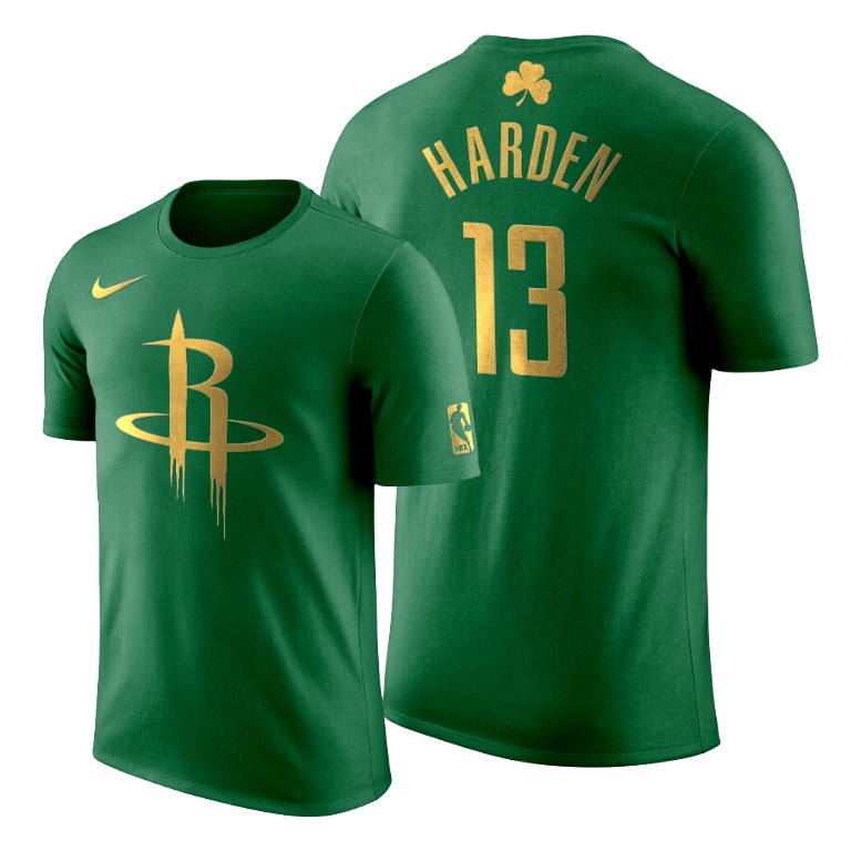 2020 St. Patrick's Day Houston Rockets James Harden #13 Green Golden Limited T-shirt 2020 St. Patrick's Day Houston Rockets James Harden #13 Green Golden Limited T-shirt
