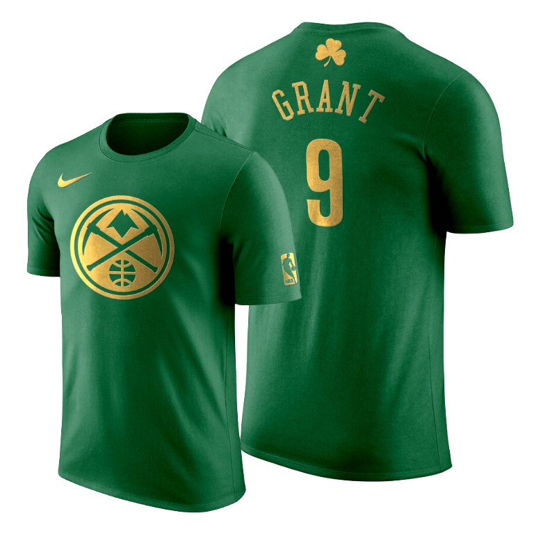 2020 St. Patrick's Day Denver Nuggets Jerami Grant #9 Green Golden Limited T-shirt