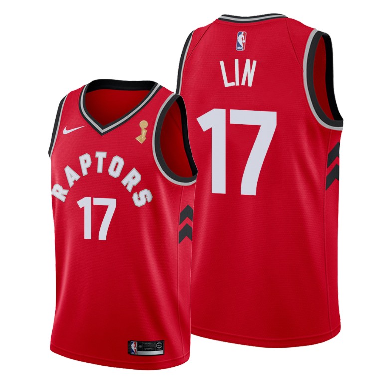 Toronto Raptors #17 Jeremy Lin 2019 NBA Finals Champions Red Icon Jersey