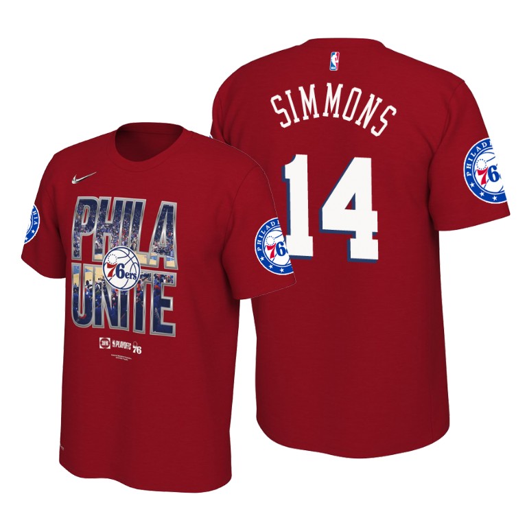 Philadelphia 76ers Jonathon Simmons Red 2019 NBA Playoffs T-Shirt Philadelphia 76ers Jonathon Simmons Red 2019 NBA Playoffs T-Shirt