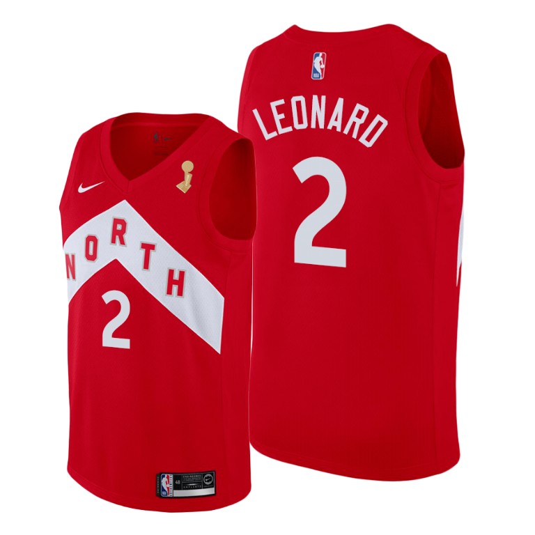 Toronto Raptors #2 Kawhi Leonard 2019 NBA Finals Champions Red Earned Jersey Toronto Raptors #2 Kawhi Leonard 2019 NBA Finals Champions Red Earned Jersey