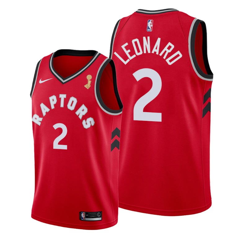 Toronto Raptors #2 Kawhi Leonard 2019 NBA Finals Champions Red Icon Jersey