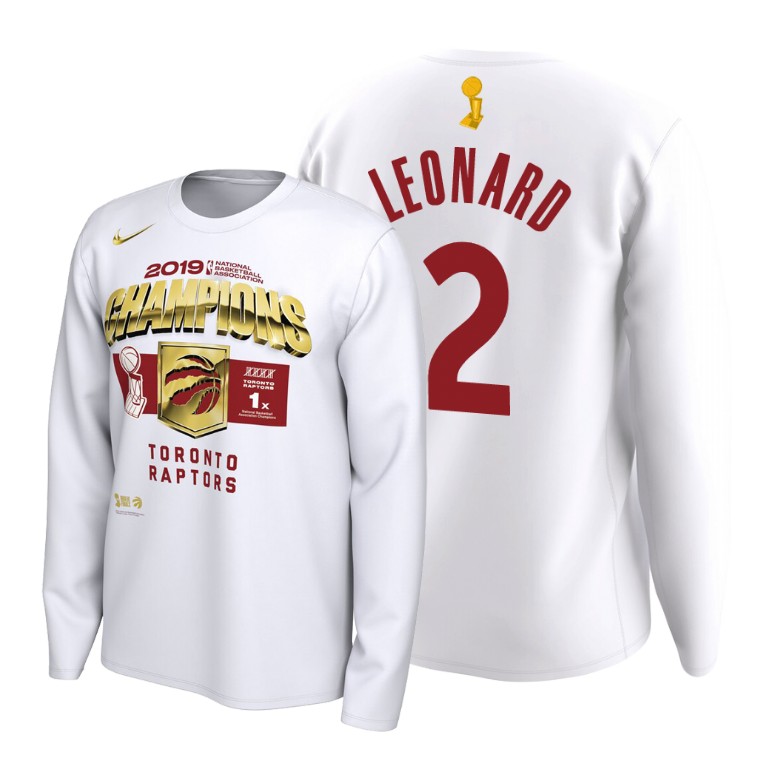 Toronto Raptors #2 Kawhi Leonard 2019 NBA Finals Champions White Locker Room T-Shirt Toronto Raptors #2 Kawhi Leonard 2019 NBA Finals Champions White Locker Room T-Shirt