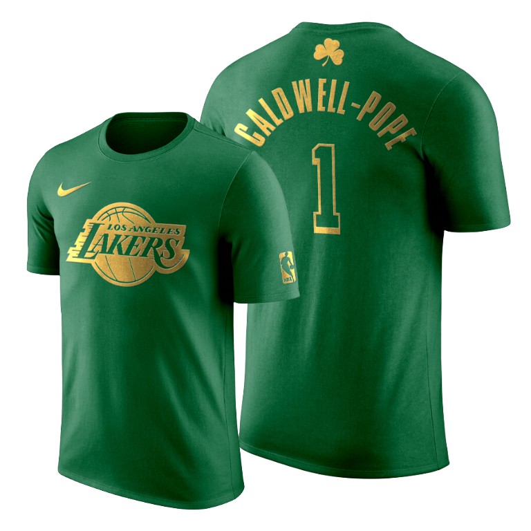 2020 St. Patrick's Day Los Angeles Lakers Kentavious Caldwell-Pope #1 Green Golden Limited T-shirt 2020 St. Patrick's Day Los Angeles Lakers Kentavious Caldwell-Pope #1 Green Golden Limited T-shirt