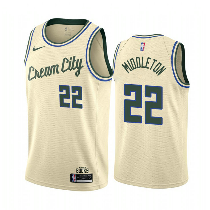 Khris Middleton Milwaukee Bucks #22 Cream 2019-20 City Edition Jersey