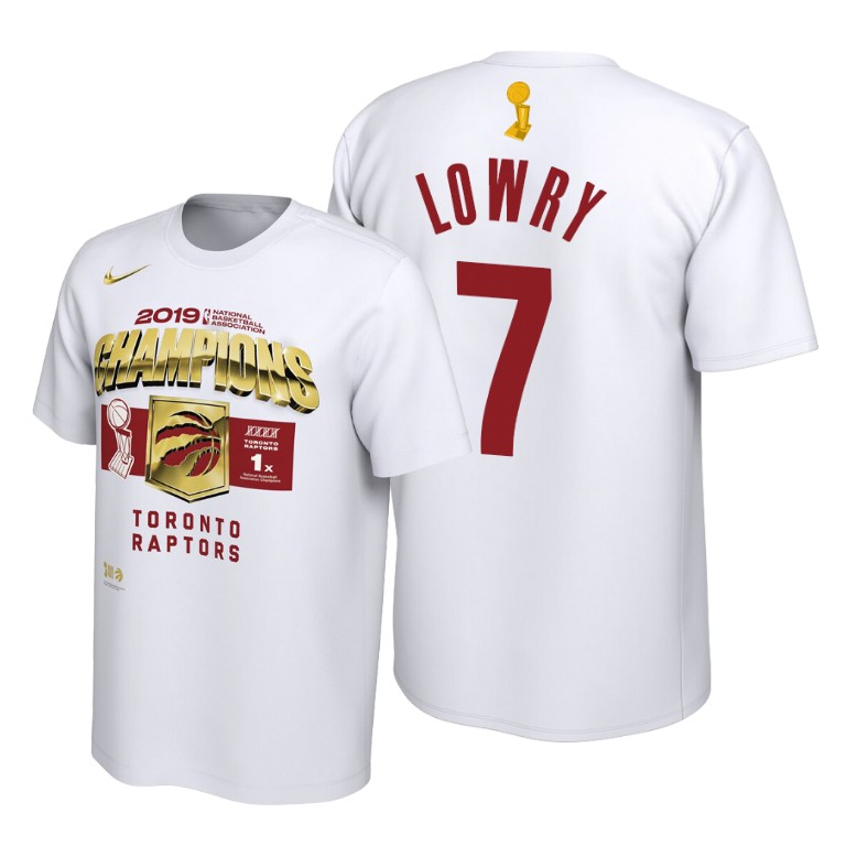 Toronto Raptors #7 Kyle Lowry 2019 NBA Champions White Locker Room T-Shirt Toronto Raptors #7 Kyle Lowry 2019 NBA Champions White Locker Room T-Shirt