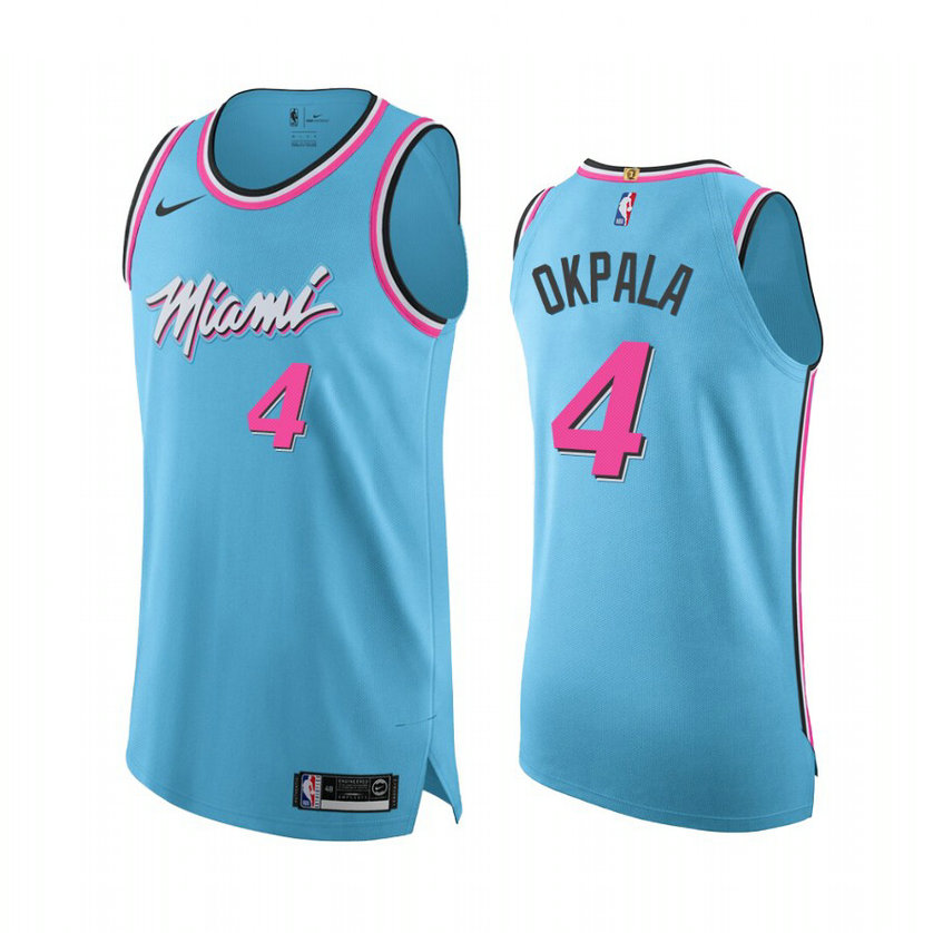 Miami Heat KZ Okpala Blue City Edition Jersey With 2023 NBA finals patch 