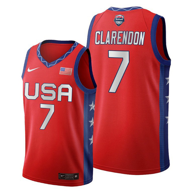 WOMEN USA National Team #7 Layshia Clarendon Red 2020 Tokyo Olympics Jersey WOMEN USA National Team #7 Layshia Clarendon Red 2020 Tokyo Olympics Jersey