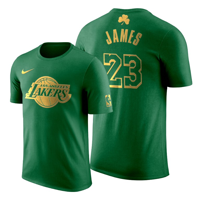 2020 St. Patrick's Day Los Angeles Lakers LeBron James #23 Green Golden Limited T-shirt