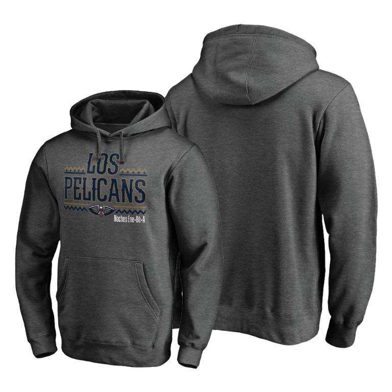 New Orleans Pelicans Noche Latina Hoodie Pullover Heather Gray New Orleans Pelicans Noche Latina Hoodie Pullover Heather Gray