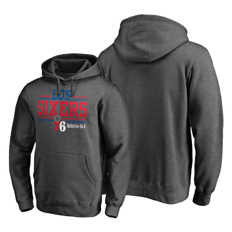 Philadelphia 76ers Noche Latina Hoodie Pullover Heather Gray Philadelphia 76ers Noche Latina Hoodie Pullover Heather Gray