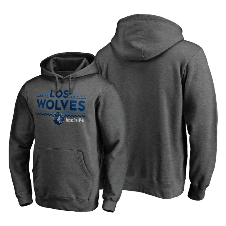 Minnesota Timberwolves Noche Latina Hoodie Pullover Heather Gray Minnesota Timberwolves Noche Latina Hoodie Pullover Heather Gray